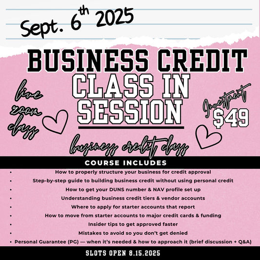 Business Credit Class:Live Zoom